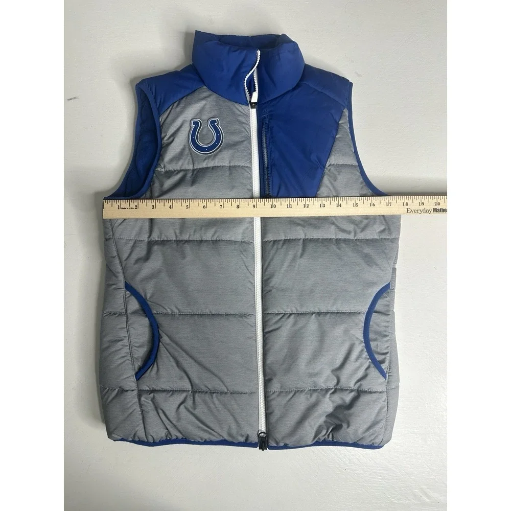Nike Indianapolis Colts Puffer Vest Full Zip Grey and Blue Size S